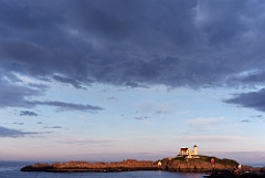 Storm Approaching as Sun Sets at Nubble Light